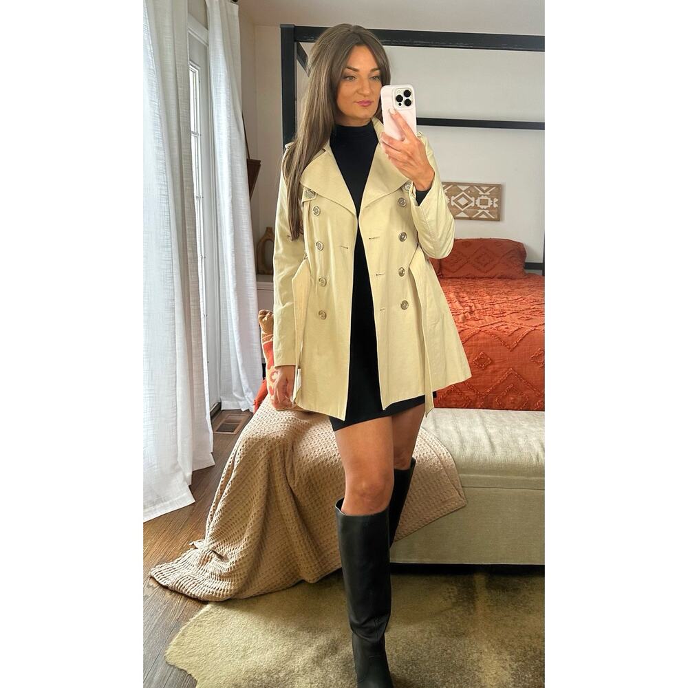 Nine West Khaki Trenchcoat Cotton Blend Size Medium
